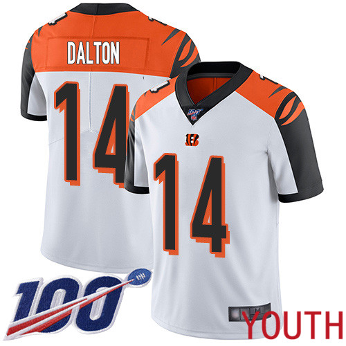 Cincinnati Bengals Limited White Youth Andy Dalton Road Jersey NFL Footballl #14 100th Season Vapor Untouchable->youth nfl jersey->Youth Jersey